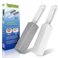 Toilet Bowl Cleaner Pumice Stone -Hard Water Stain Remover with Ergonomic Han...