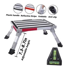  Safety RV Steps, Adjustable Height Folding Platform Step with Adjustable step