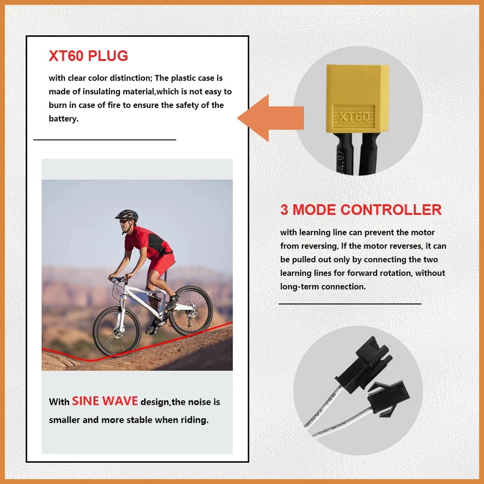 Electric Bike 36/48/52V 45A Sinewave Controller with Color Display for Hub Motor - Image 4 of 4