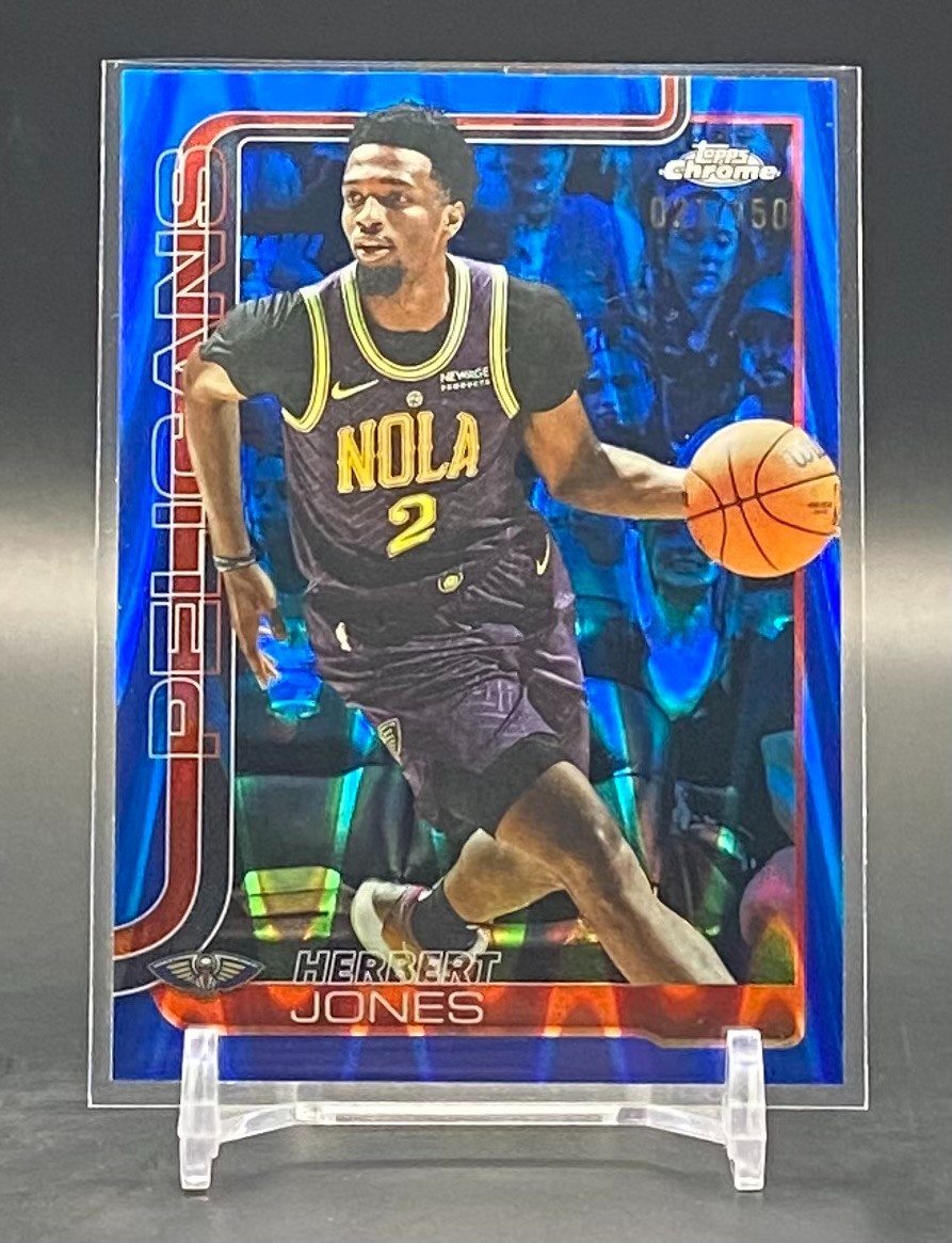 Herbert Jones 2025-26 Topps Chrome Blue RayWave Refractor #/150 Pelicans #120