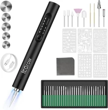 Cordless Electric Engraving Pen with Light, 44 Bits, USB Rechargeable Tool