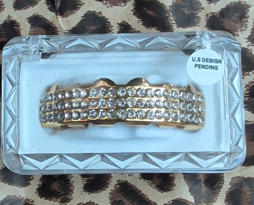 Gold Tone Rhinestone Dental Grill for Teeth Hip Hop Style Unisex