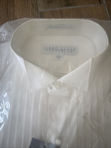 Camicia elegante Perry Ellis Portfolio nuova con etichetta bianca 15,5 32 bottoni - Foto 2 di 6