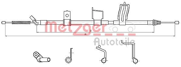 Hinten Rechts Metzger 17.0328 Seilzug, Feststellbremse FüR Nissan-image