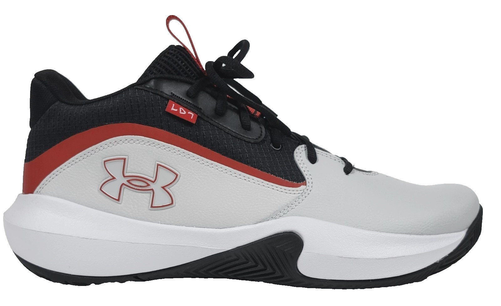 13 Under Armour Lockdown 7 Black Gray Red Mid Top