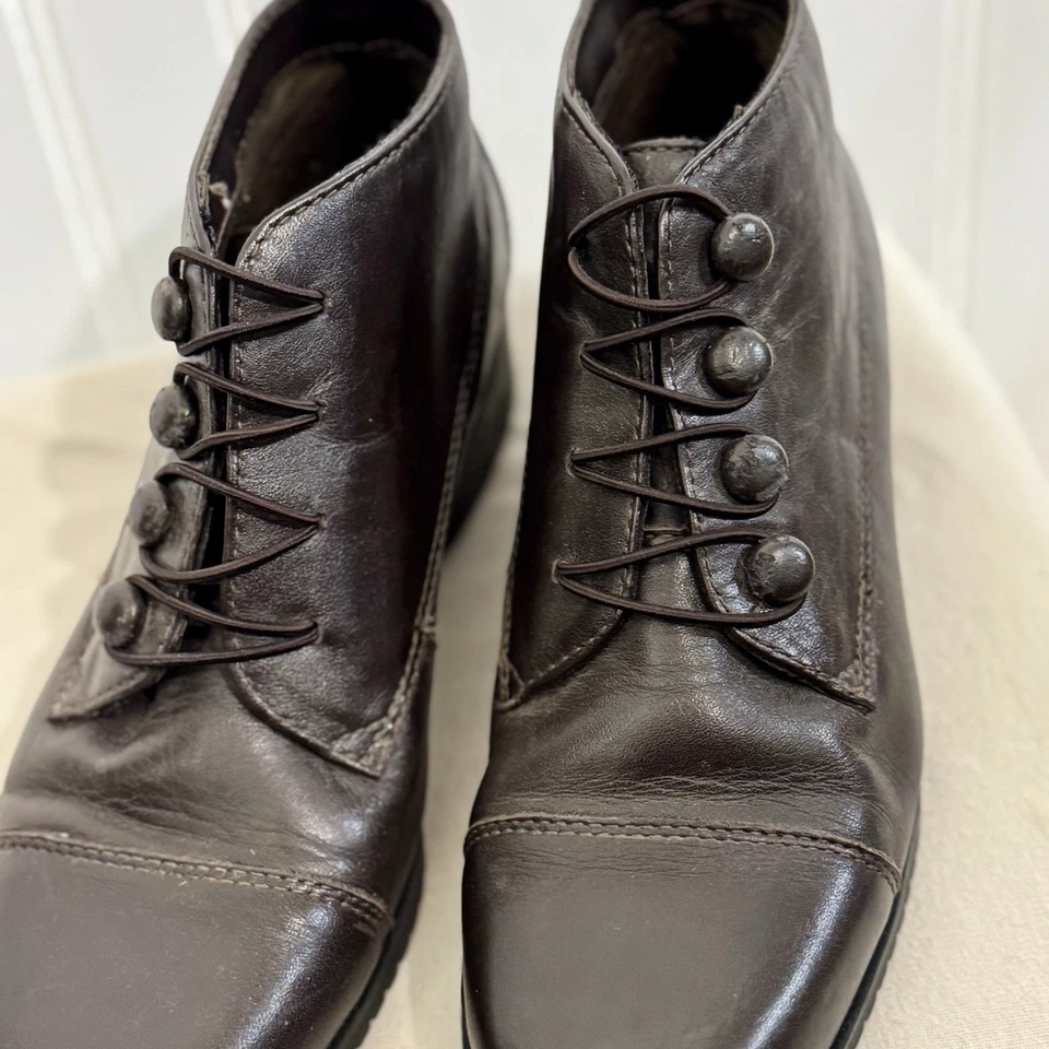 Botines Sporto Para Mujer Cuero Marrón 6.5 M Victoriano Abuelita Estilo Botón Foto 4 de 4