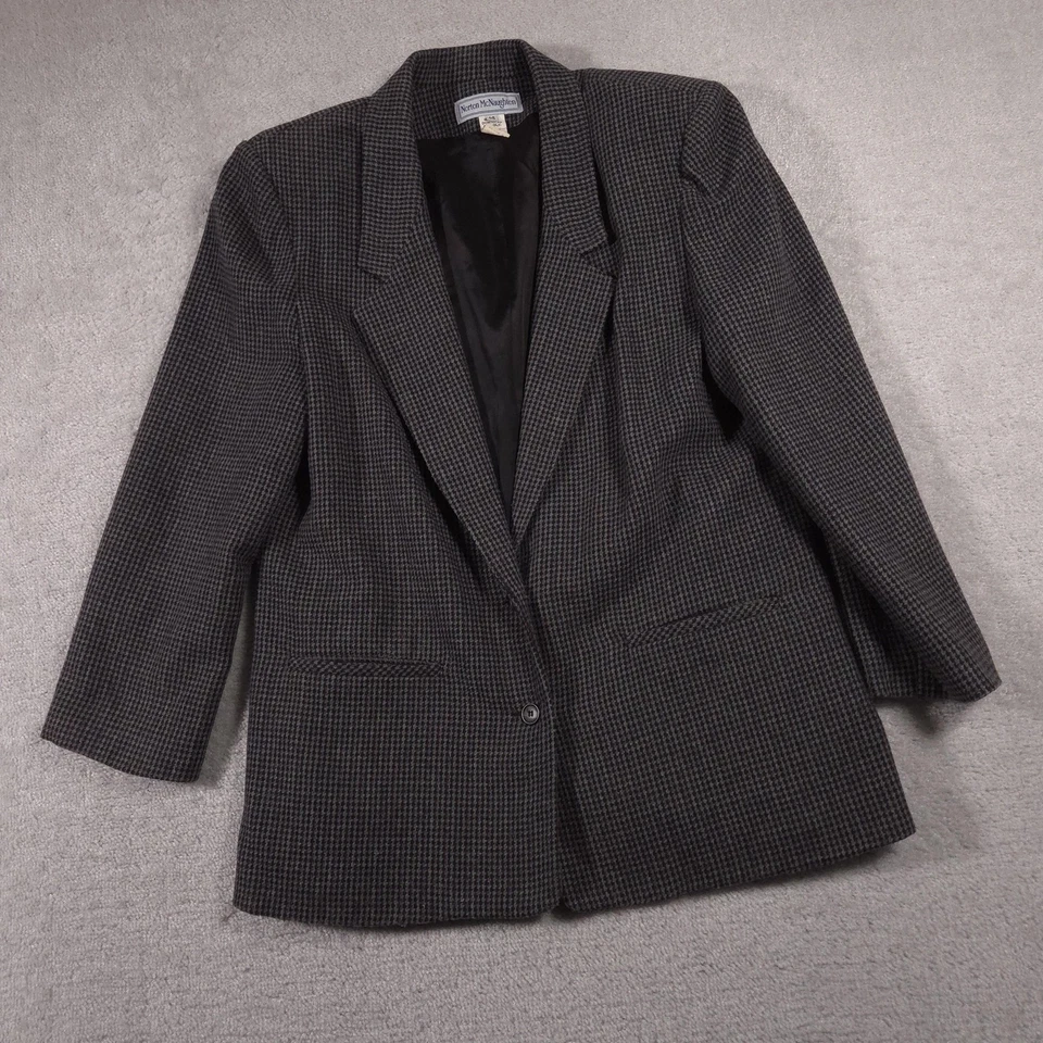 Blazer Norton McNaughton Mujer 14 Mediano Mezcla Lana Pata de Gallo Chaqueta Foto 2 de 4