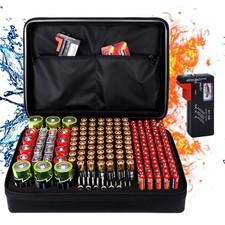 Fireproof Battery Organizer Storage Box,Fireproof Waterproof Carrying Case Ba...