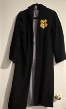 Harry Potter Hogwarts Black Robe Cloak Costume Adult Unisex Large with Crest
