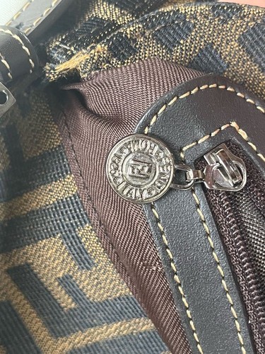 Fendi Vintage Mamma Bucket Zucca Pattern Leather Canvas Handbag From Japan - Afbeelding 9 van 20