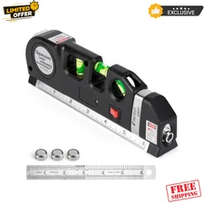 Multipurpose Laser Level Cross Line 8FT Tape Measure Standard Metric Ruler DIY