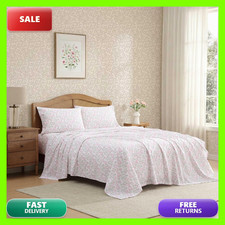 Laura Ashley - Full Sheet Set Crisp Cool Cotton Percale Bedding For Year Round
