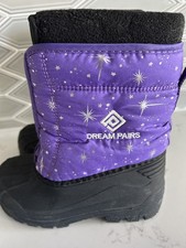 DREAM PAIRS Girls Winter Snow Boots Purple Black Kids Children Size 11