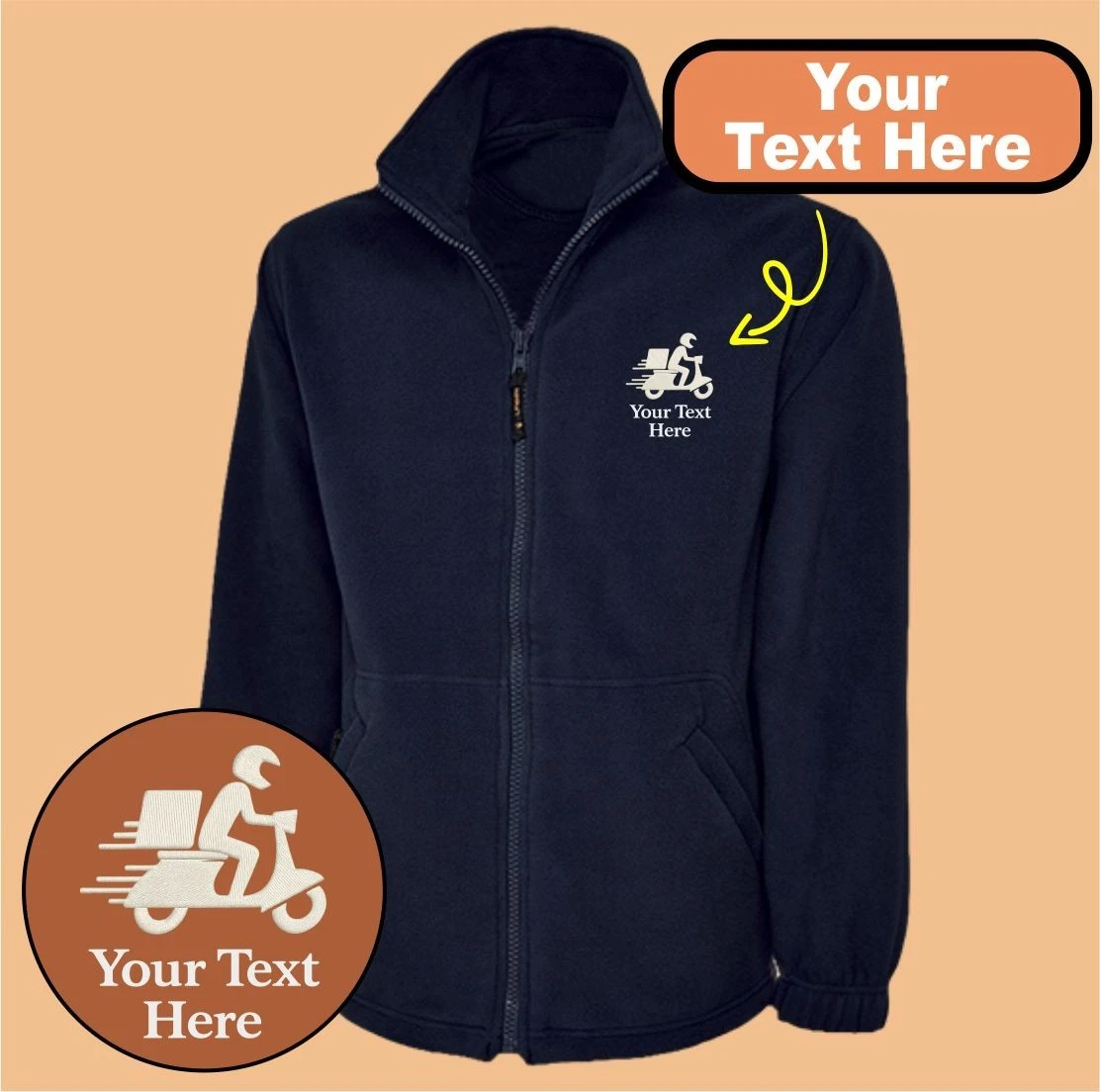 Personalised Embroidered Full Zip Fleece Jacket with Home Delivery Logo Jacket