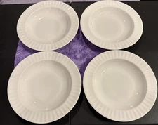 Wedgwood Bone China Weekday Weekend White Pasta Bowls Bowl 11 Inch 1999 Set Of 4