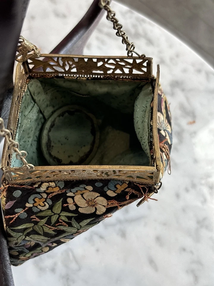 Bolso sin asas de noche vintage bordado con motivo de flores, regalos de moda para ella Foto 2 de 4