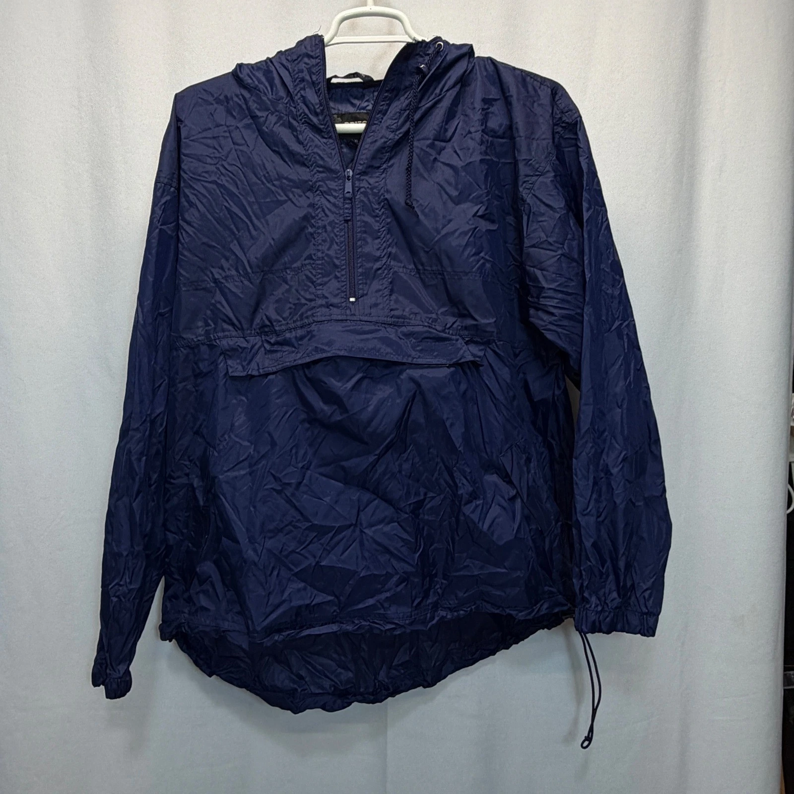 BRITCHES Mens Navy Blue Lightweight Hooded Anorak Pullover Jacket XL Packable