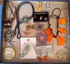 Costume Jewelry Vintage Mixed Lot Necklaces Earrings Pins Tacs Brooches 15 Pcs
