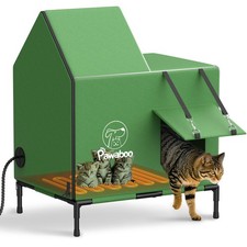 Heated Cat House for Outdoor in Winter, Weatherproof Cats Shelter for Outside...