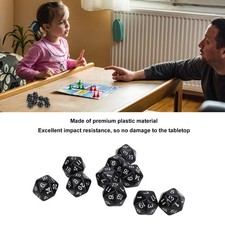 (Black)10PCS Polyhedral Dice Set Plastic 20 Sided Dice For Role Playing HG