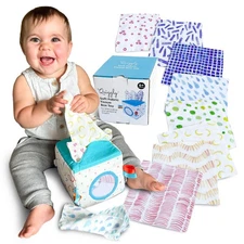 Quiggly Soft Fabric Tissue Box Toy for Babies- Montessori Sensory Development...