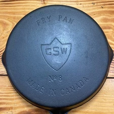 Restored Vintage GSW CAST IRON FRY PAN SKILLET No. 8 Made In Canada