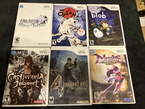 6 Wii Games CIB - Castlevania, Resident Evil, Okami, Nights, Blob, Final Fantasy