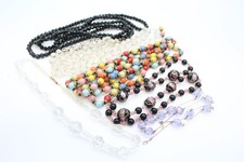 Antique Glass Necklaces Harlequin Wedding Cake French Jet Art Deco x 6