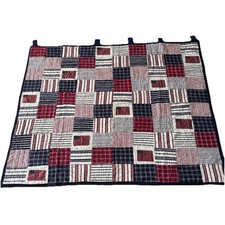 Vintage Handmade Quilt Patriotic American Flags RWB Calico USA 250 61" x 49"