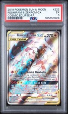 Pokemon Card PSA 5 Reshiram & Zekrom GX 222/236 Cosmic Eclipse Tag Team
