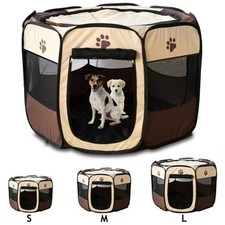 Foldable Pet Playpen Octagonal Kennel Breathable Tent for Cats Dogs