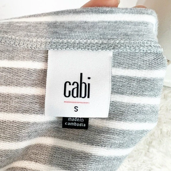 VESTIDO MIDI CABI FÁCIL RAYAS GRIS BLANCO SIN MANGAS CINCH CORBATA VESTIDO PEQUEÑO Foto 4 de 4