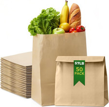 57 LB Brown Paper Bags  50 Count    Heavy Duty Large Kraft Paper Grocery Bags for