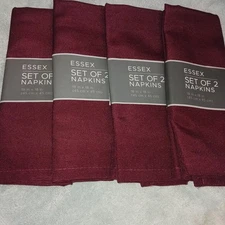 Luxury Wine Color Dinner Table Napkins. 18x18 ESSEX. 4 SETS OF 2. 8 Napkins 