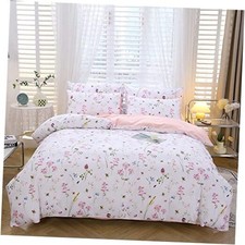 Girls Duvet Cover Set Twin Size 3PCS Pink Flowers Cute Twin-3pcs Pink Floral