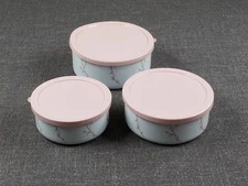 Vtg Corelle Coordinates Reston Lloyd Enamel Steel Nesting Cherry Blossom As-is