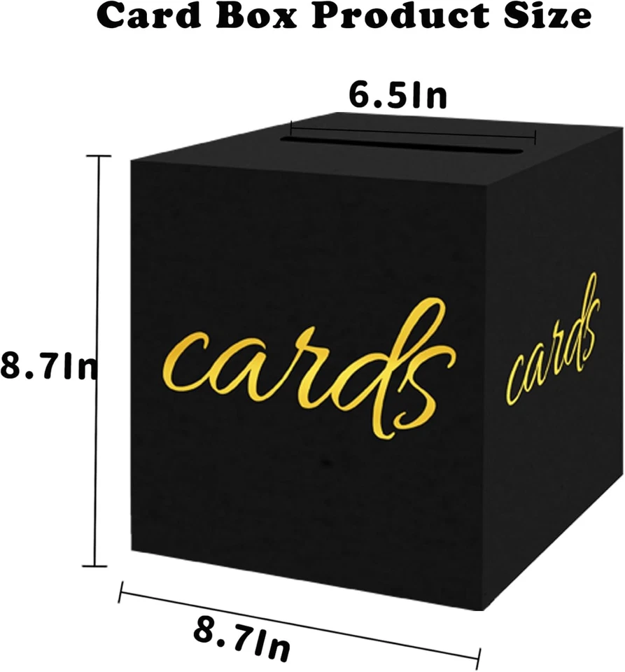 Caja de tarjetas negra Caja de tarjetas de graduación Caja de tarjetas de boda para fiesta Baby Shower Funera Foto 3 de 4