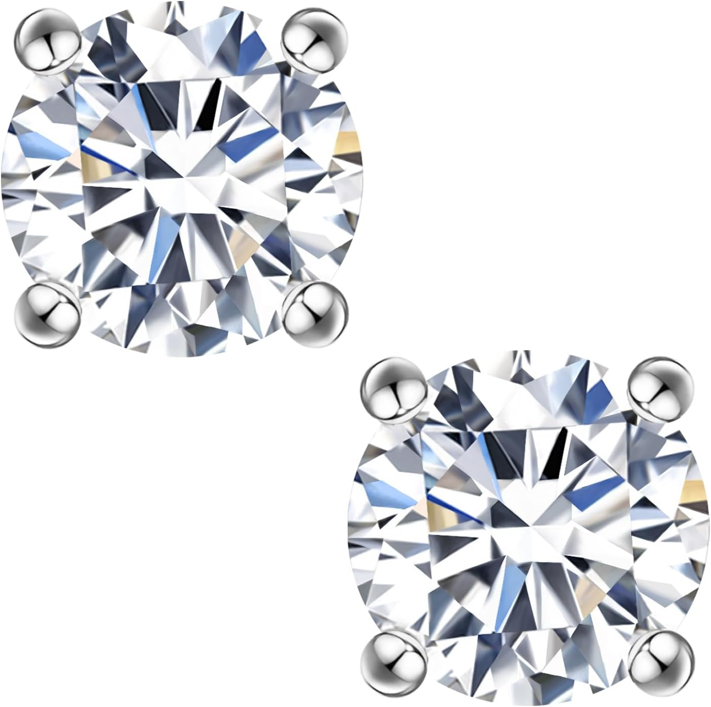 Moissanite Stud Earrings 0.6Ct-2Ct DF Color Round Brilliant Cut Lab Created-image