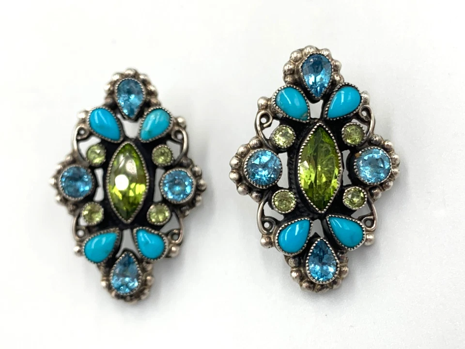 Pendientes de peridoto y turquesa de plata de ley de Leo Feeney Foto 2 de 4