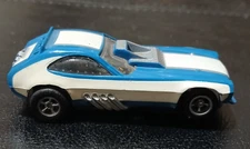Aurora AFX Ho Slot Car Blue & White Ford Pinto Funny Drag Car. No Back Bumper