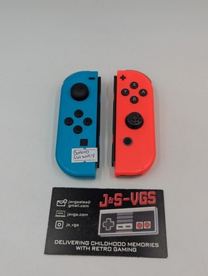 Nintendo Switch Joy-Con Pair Left Blue Right Neon Red Button Issues AS IS Repair