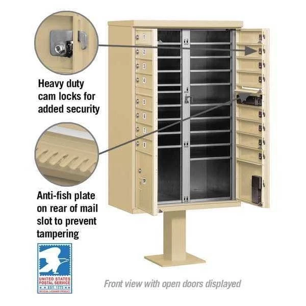 Unidad de caja en racimo Salsbury Industries 3316San-U, beige, con recubrimiento en polvo, 18 puertas, Foto 3 de 3