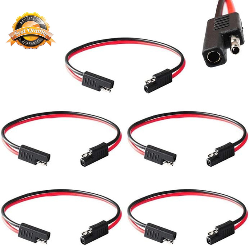5pc SAE Connector 2 Pin Quick Disconnect Wire Harness 12V 12AWG 12in