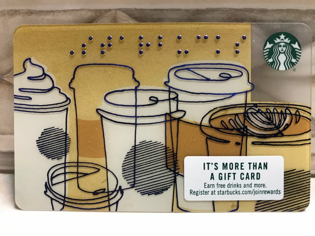 Starbucks 2017 BRAILLE Gift Card, No swipes, pin intact, no funds, NEW