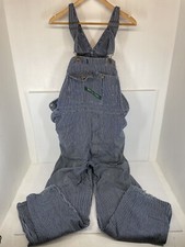 Vtg USA Key Imperial Bib Overalls Railroad 42x34 Hickory Stripe Button EXCELLENT