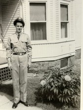 Vtg Black  White Photo Of Man In US Military Uniform Army Soldier WW2 Era