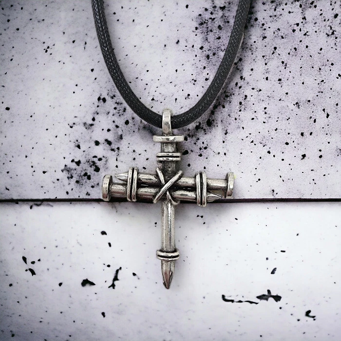 Silver nail sale cross necklace