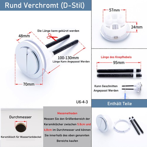 Einzel/doppelte Spülung Wc Druckknopf Toilette Spülkasten Wassersparend Runde - Bild 12 von 18