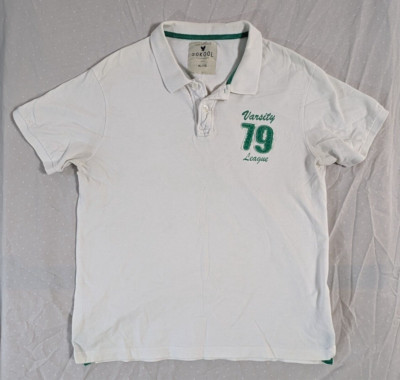 SOKOOL CLOTHING MEN'S POLO SHORT SLEEVE SHIRT WHITE VARSITY LEAGUE 1979 SIZE XL