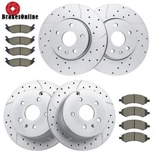 Front and Rear Brake Rotors Pads for 2010-17 Chevrolet Equinox Slotted Drilled